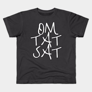 Om TaT SaT (white print) Kids T-Shirt